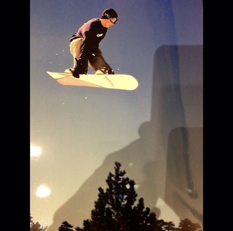 Snowboard air at dusk