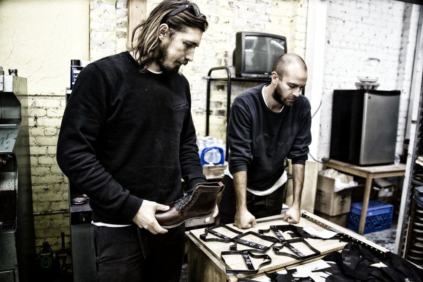 Jim Leatherman and Josh Johnson in the Broken Homme workshop
