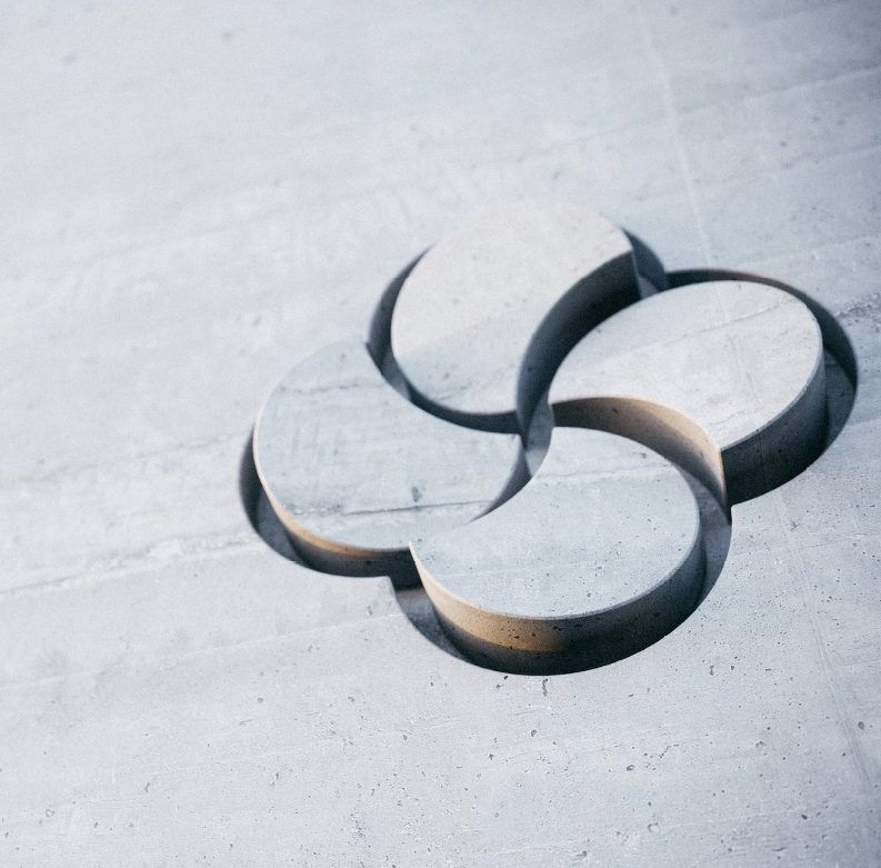 The Golden Circle mark carved in stone