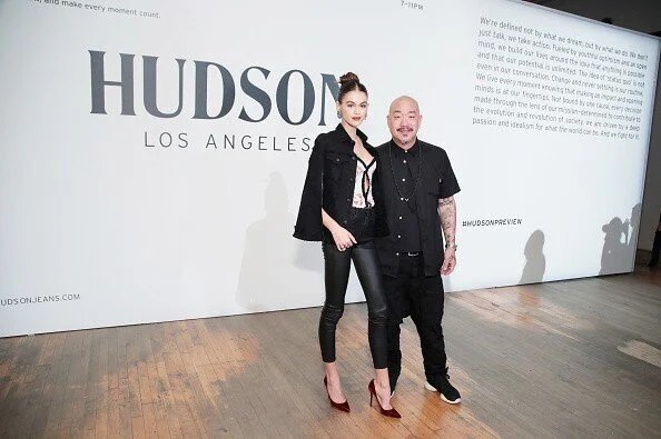 Peter Kim with Kaia Gerber at Hudson Los Angeles