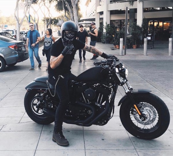 Peter Kim on his motorcycle