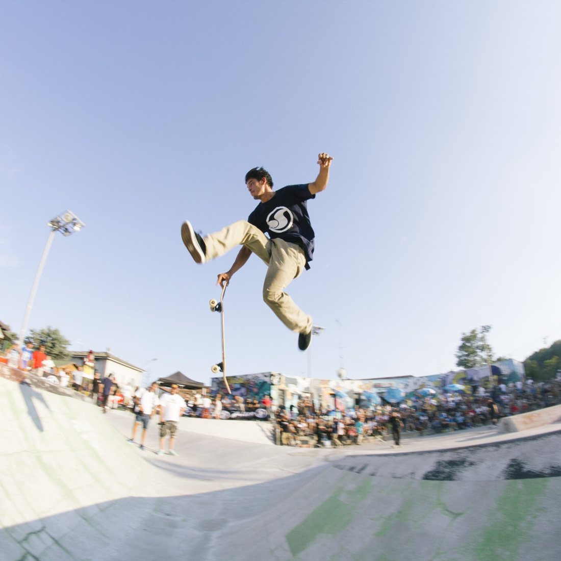 DVS team rider airing at Railway Skatepark