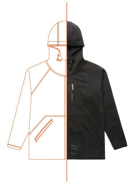 Hoodie, half drawing and half finished
