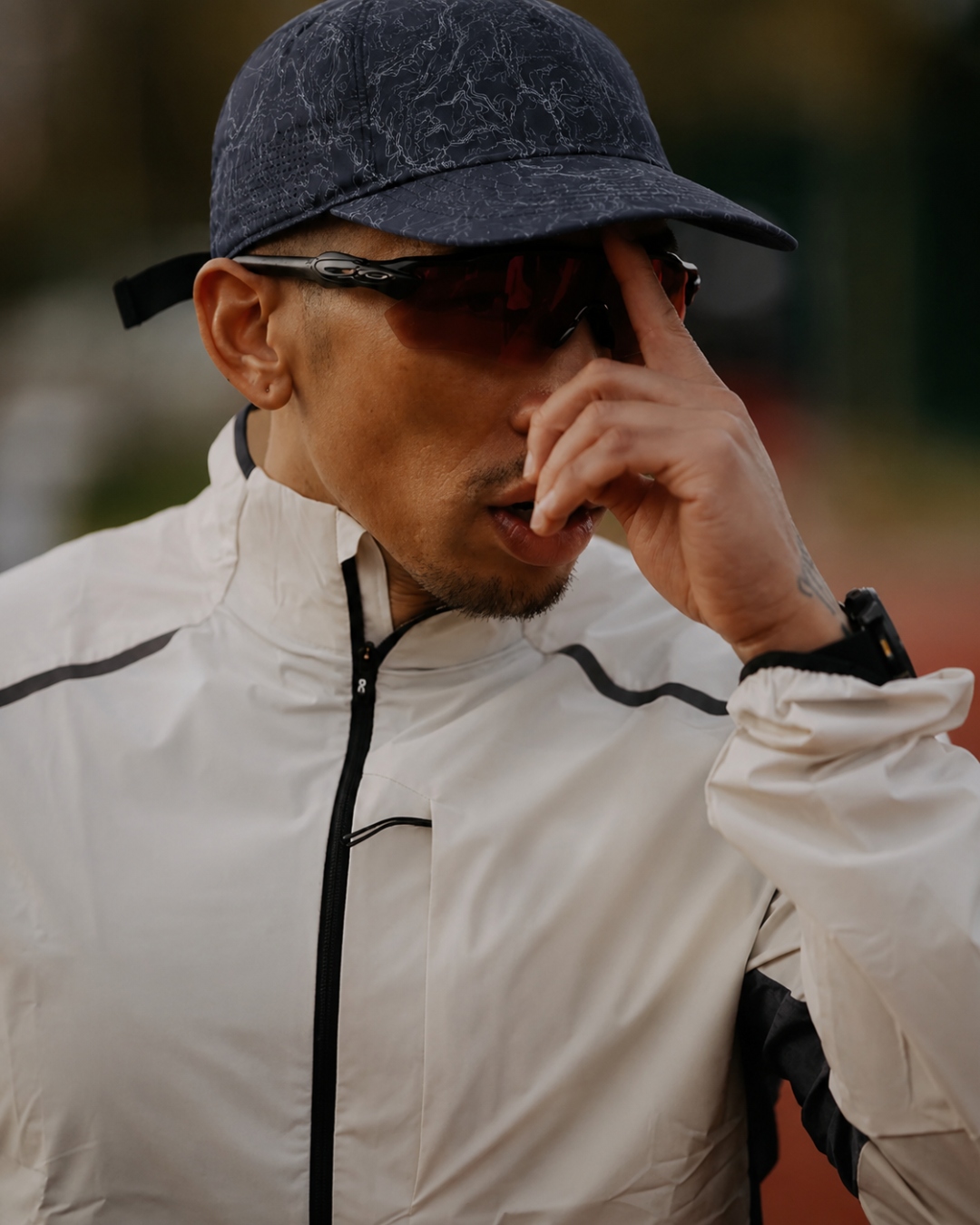 Runner in a performance cap